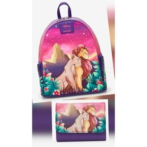 NWT Loungefly Disney The Lion King Nala & Simba Pride Rock Backpack & WALLET Set